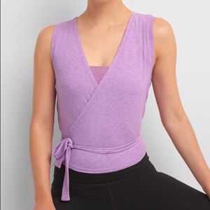 Gap Fit Breathe Wrap Tie Crop Ballet Barre Tank M